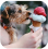 Dog licks icecream
